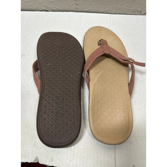 Vionic Womens Patty Sandal Mauve Fabric Thong Slide‎ Toe Post Shoe Flat Size 11 - Picture 4 of 4